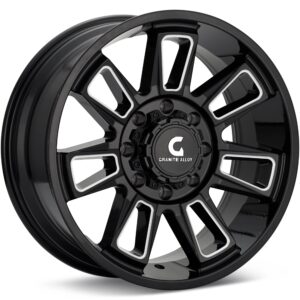 Granite Alloy GA503 8-Lug Gloss Black w/Milled Accent Wheels 18 In 18x9 +12 5038908165GBM12
