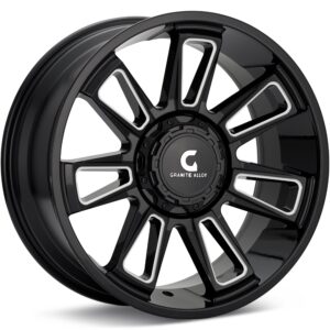 Granite Alloy GA503 Gloss Black w/Milled Accent Wheels 20 In 20x9 +18 5032905009GBM18