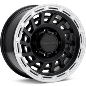 Raceline Halo 8-Lug Satin Black w/Silver Ring Wheels 17 In 17x9 -12 957BS-79080-12